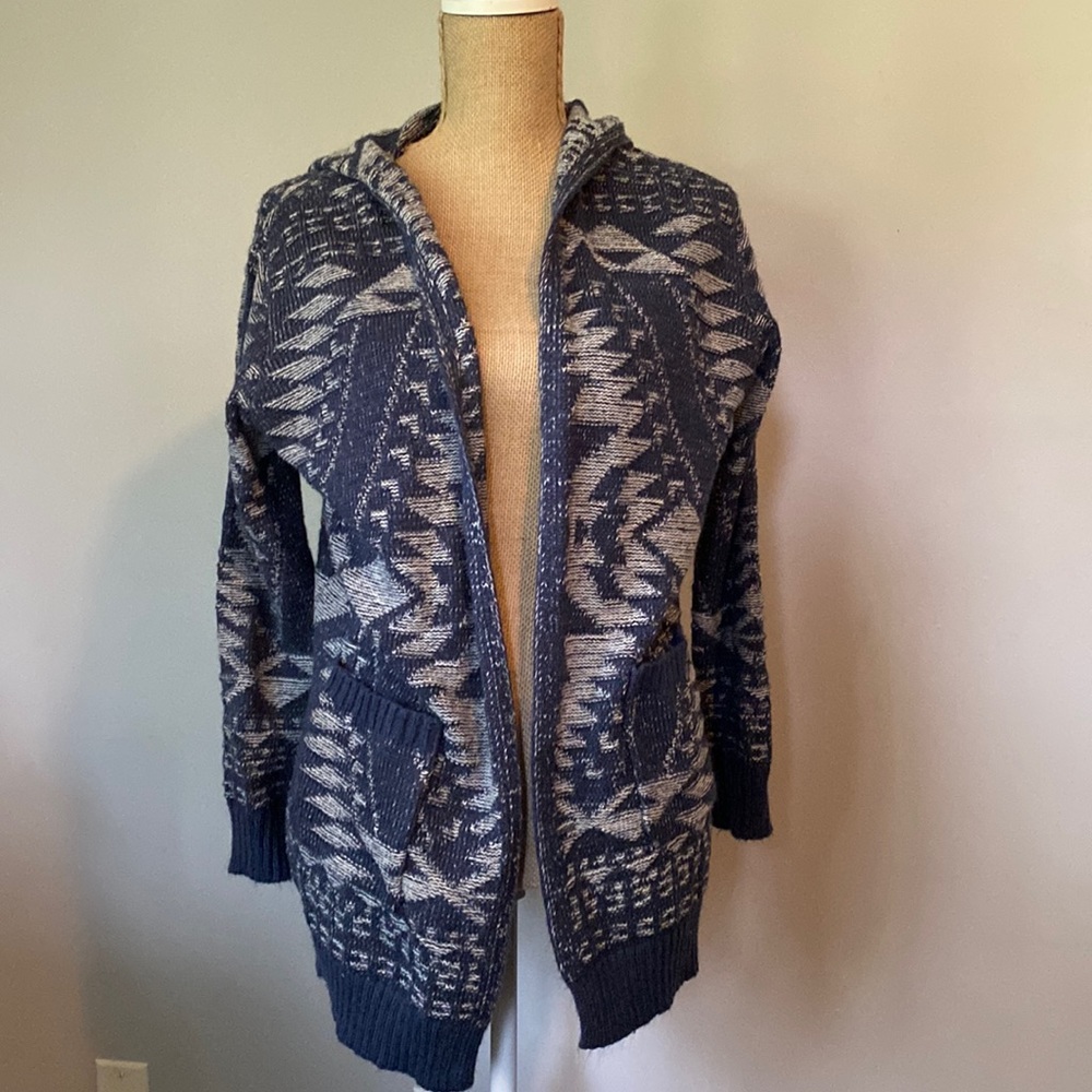 Sonoma Aztec print hooded knit cardigan